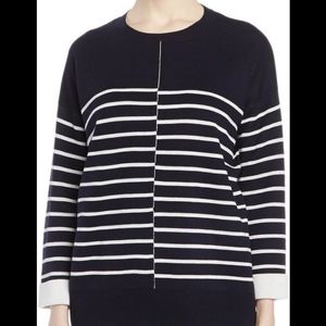 Vince navy blue and white cotton wand sweater size M